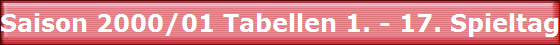 Saison 2000/01 Tabellen 1. - 17. Spieltag