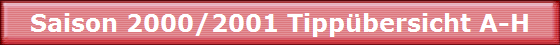 Saison 2000/2001 Tippübersicht A-H Saison 2000/2001 Tippübersicht A-H