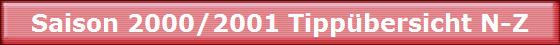 Saison 2000/2001 Tippübersicht N-Z Saison 2000/2001 Tippübersicht N-Z